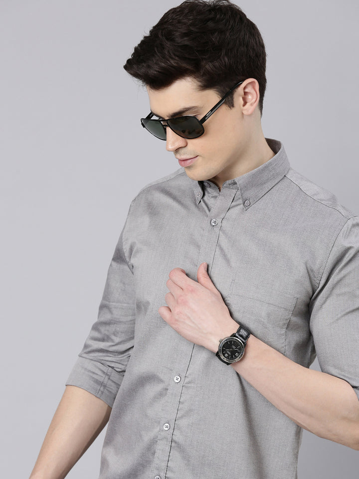 Warm Grey Button Down Solid Shirt Solid Shirt Bushirt