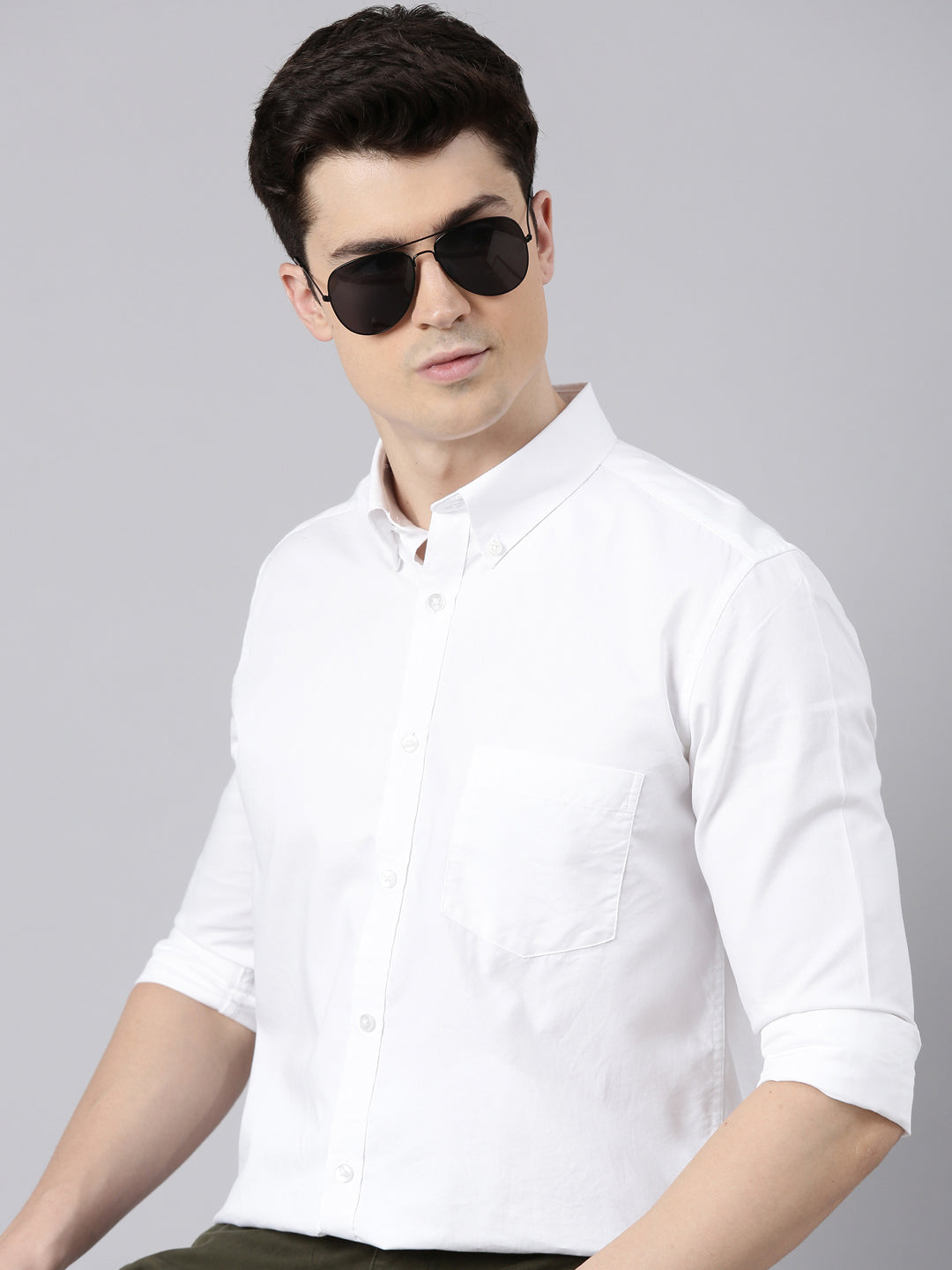 White Button Down Solid Shirt Solid Shirt Bushirt