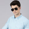 Beau Blue Button Down Solid Shirt Solid Shirt Bushirt