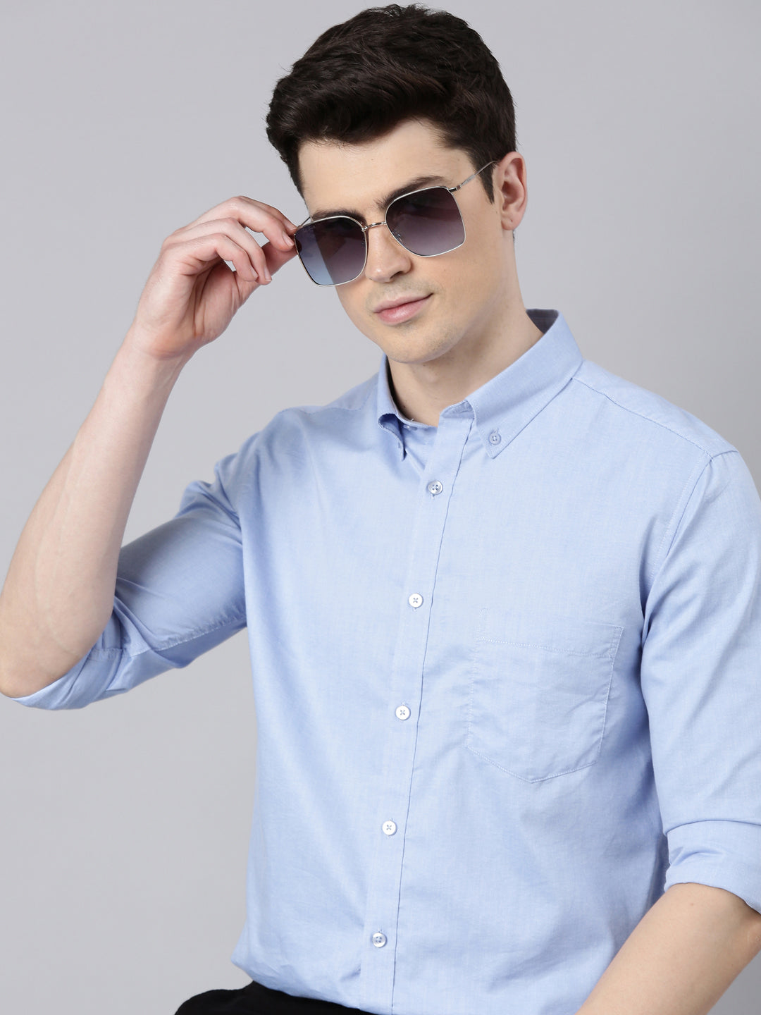 Stone Blue Button Down Solid Shirt Solid Shirt Bushirt
