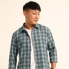 Stone Blue Regular Fit Check Shirt Checks Shirt Bushirt