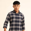 Navy Blue Regular Fit Check Shirt Checks Shirt Bushirt
