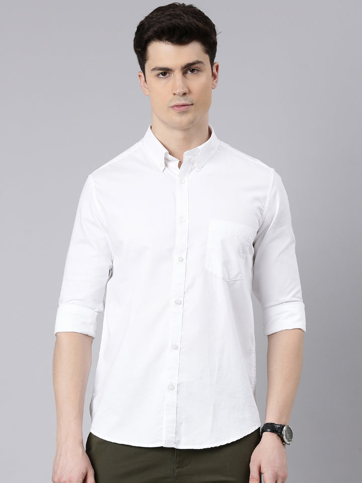 White Button Down Solid Shirt Solid Shirt Bushirt   