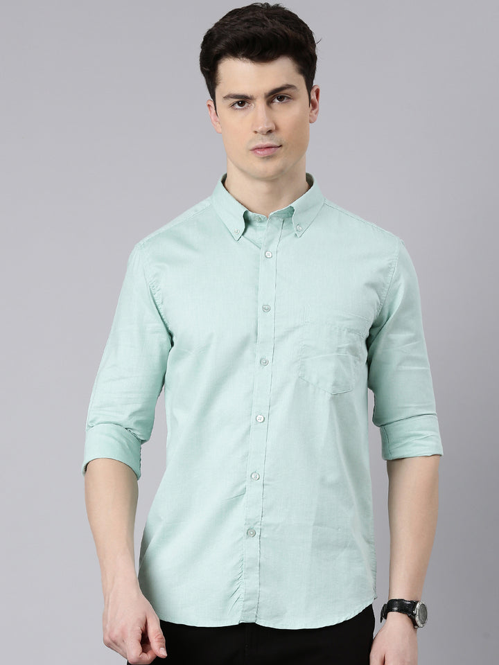 Pale Turquoise Button Down Solid Shirt Solid Shirt Bushirt   