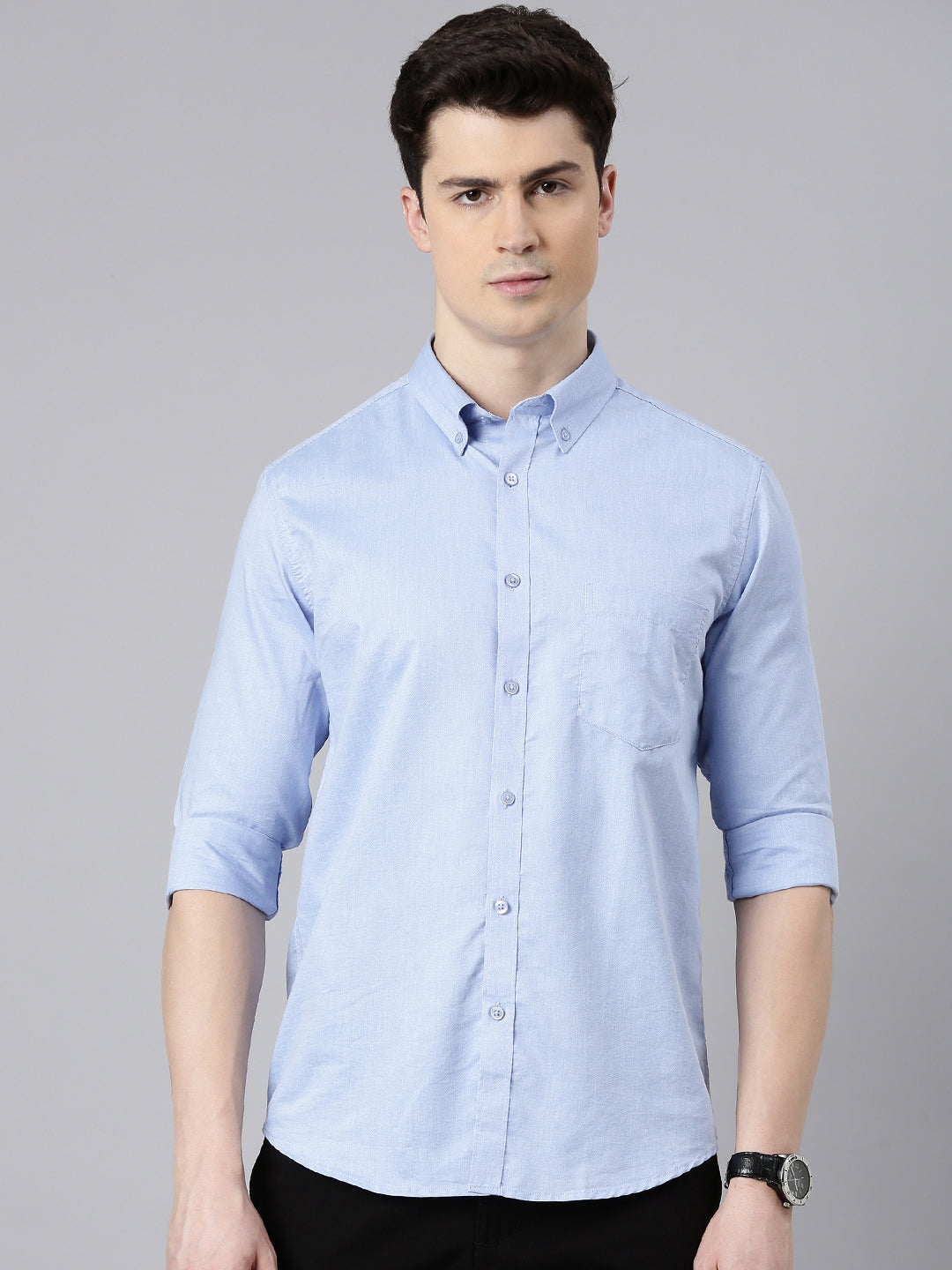 Stone Blue Button Down Solid Shirt Solid Shirt Bushirt
