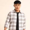 White Regular Fit Check Shirt Checks Shirt Bushirt