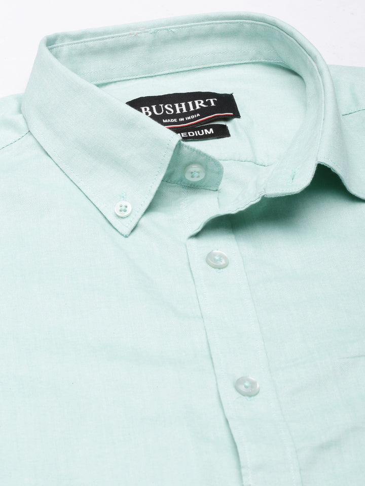 Pale Turquoise Button Down Solid Shirt Solid Shirt Bushirt   