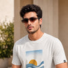 Sunset Vibes White Classic Fit T-Shirt Graphic T-Shirts Bushirt