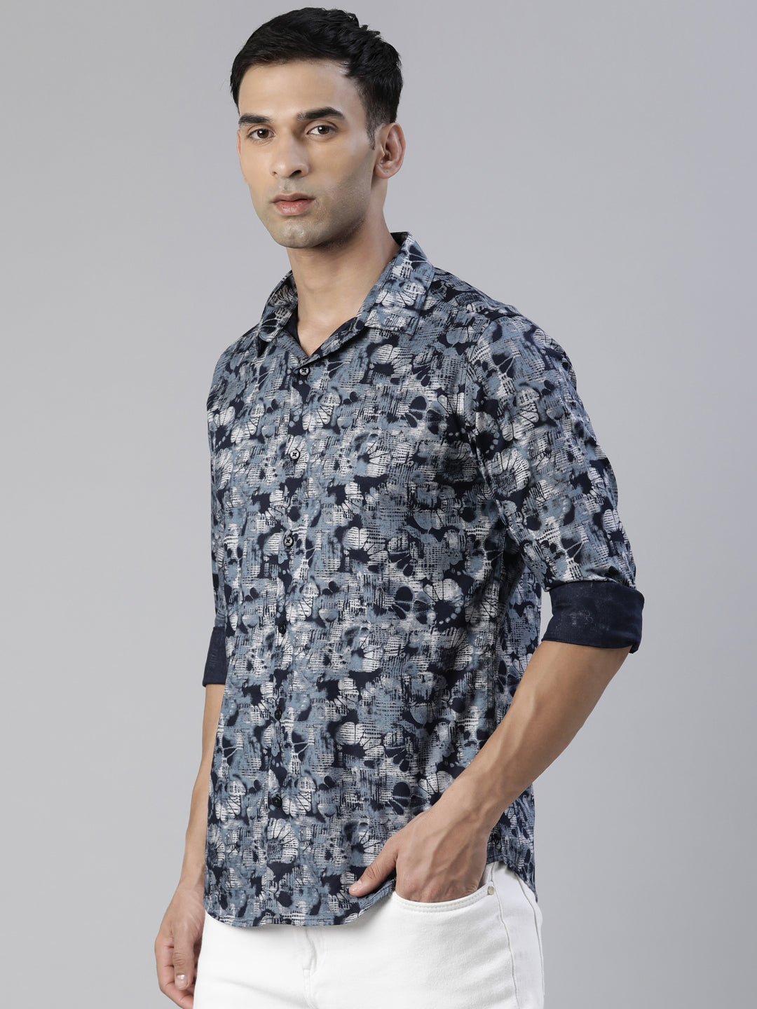 Hiptage Blue Printed Shirt Printed Shirt Bushirt   