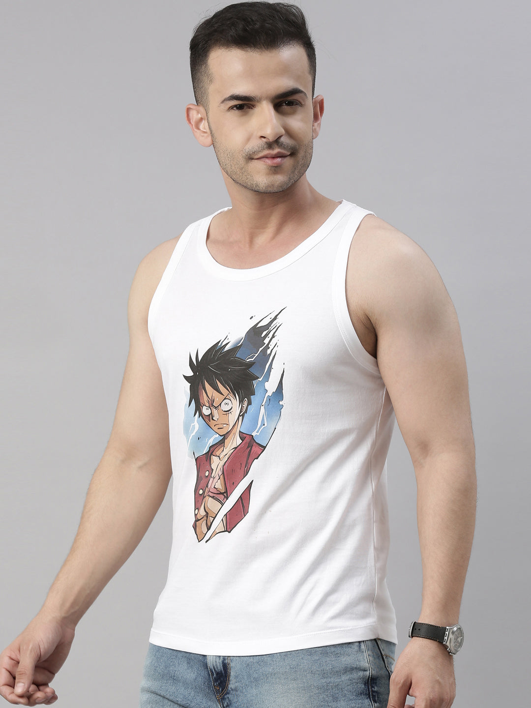 D Luffy - One Piece White Anime Vest Vest Bushirt