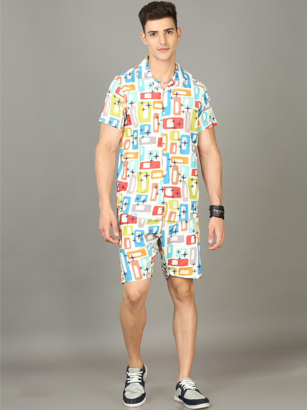 Printed Cream Night Suits Regular Size Co-Ords Bushirt