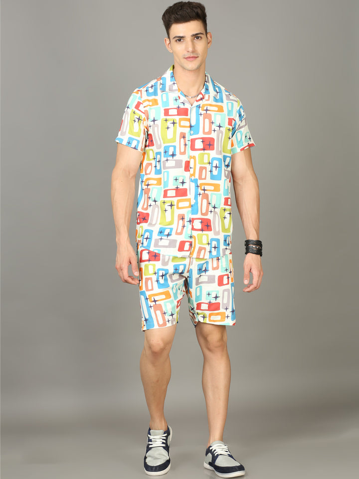 Printed Cream Night Suits Regular Size Co-Ords Bushirt