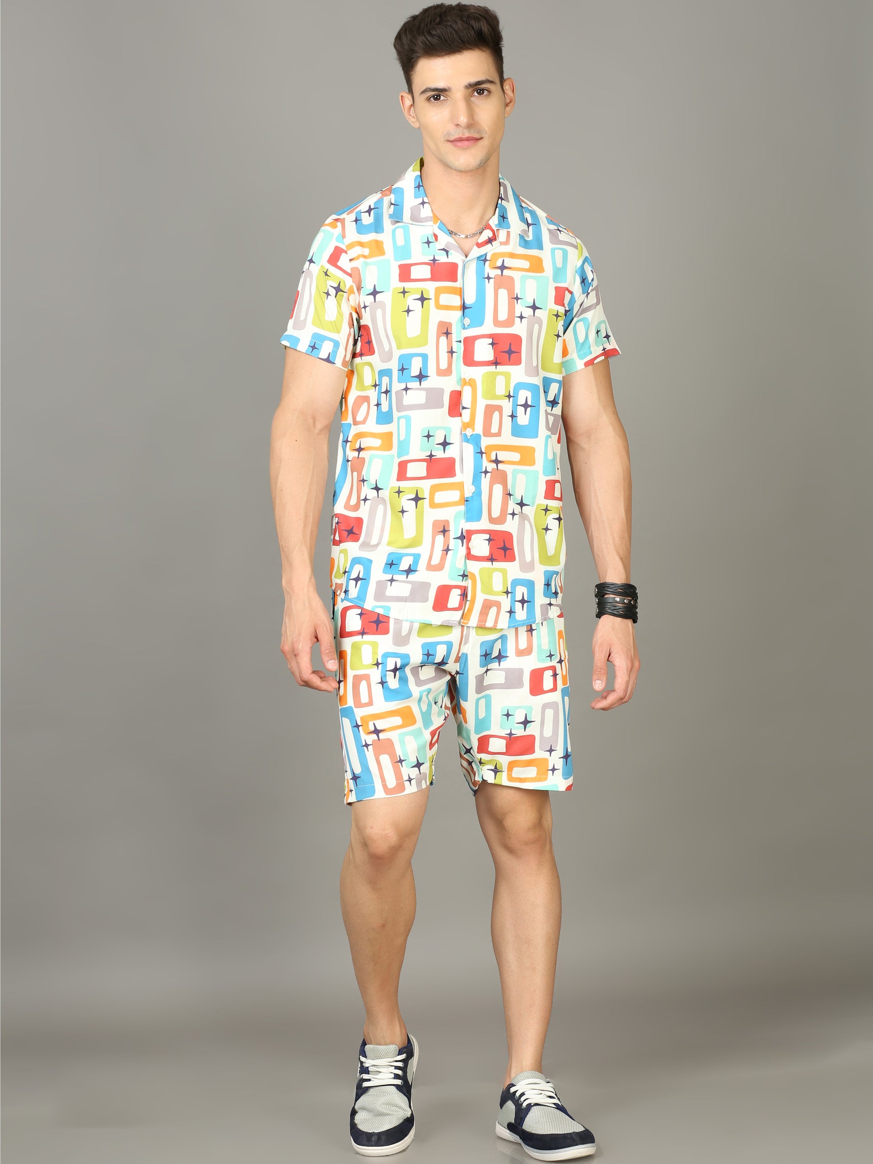 Printed Cream Night Suits Co-Ords Bushirt