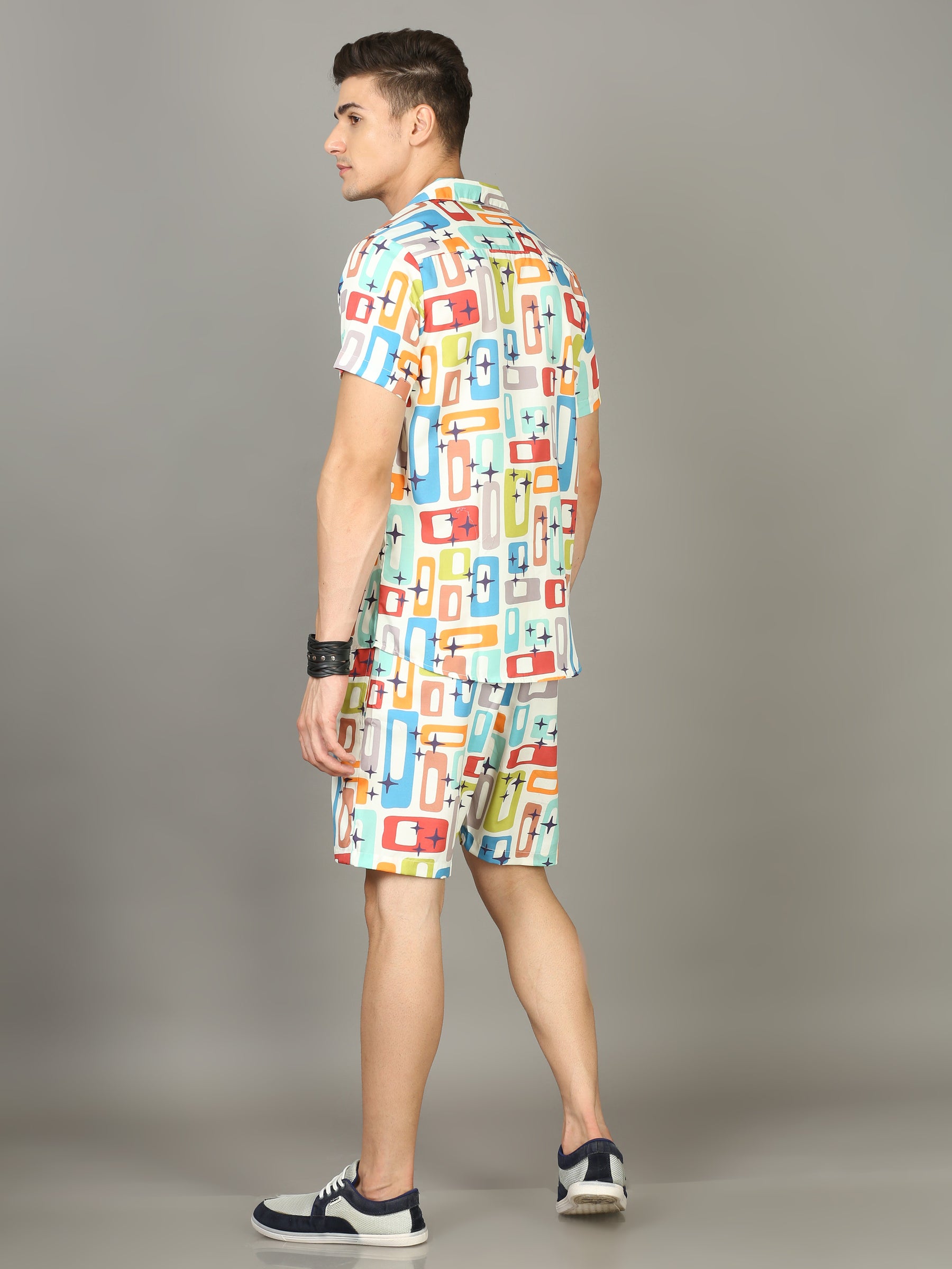 Printed Cream Night Suits Co-Ords Bushirt