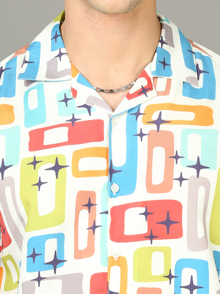 Printed Cream Night Suits Regular Size Co-Ords Bushirt