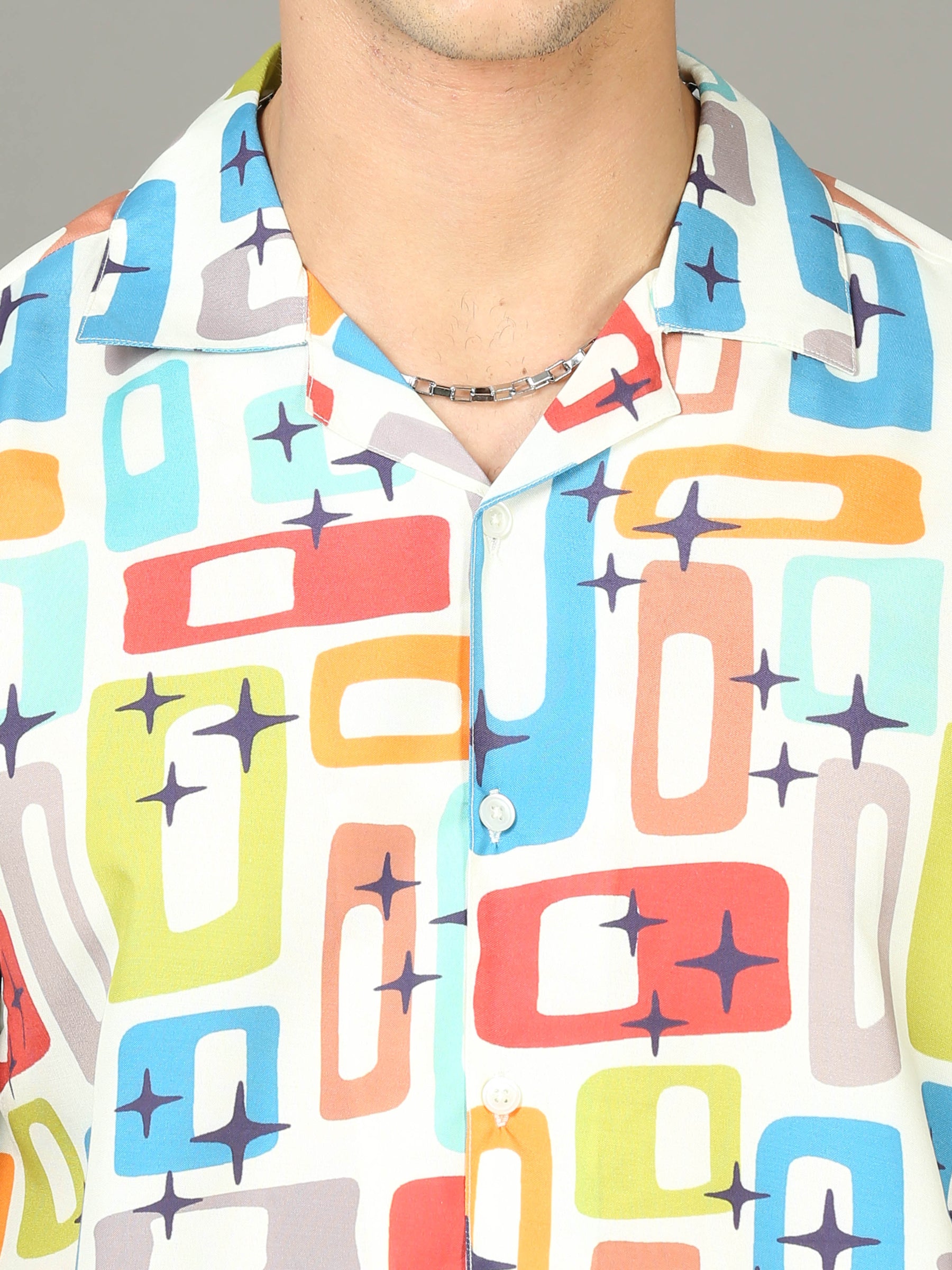 Printed Cream Night Suits Co-Ords Bushirt