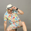 Printed Cream Night Suits Regular Size Co-Ords Bushirt