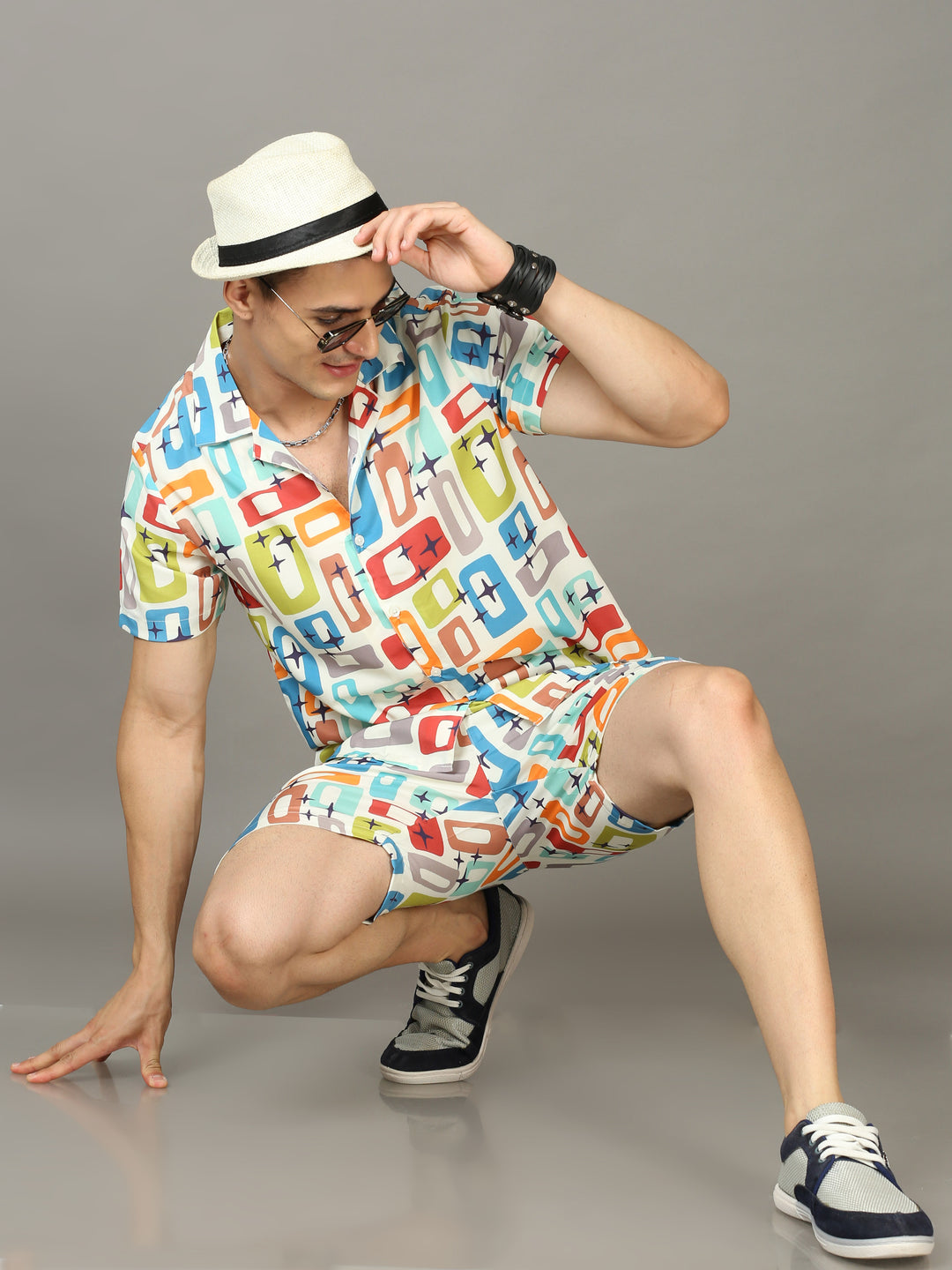 Printed Cream Night Suits Regular Size Co-Ords Bushirt