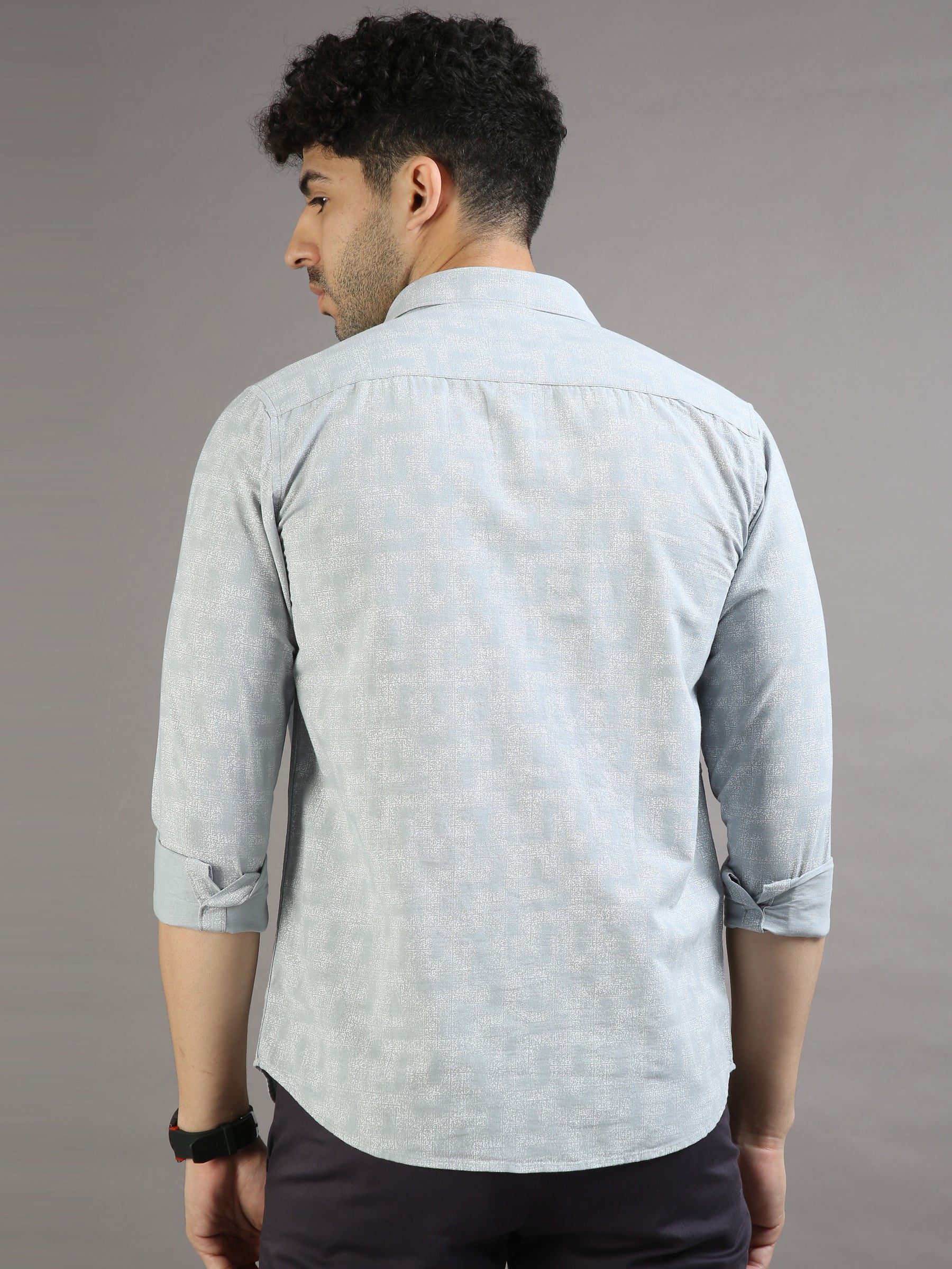Misty Grey Printed Shirt Printed Shirt Bushirt