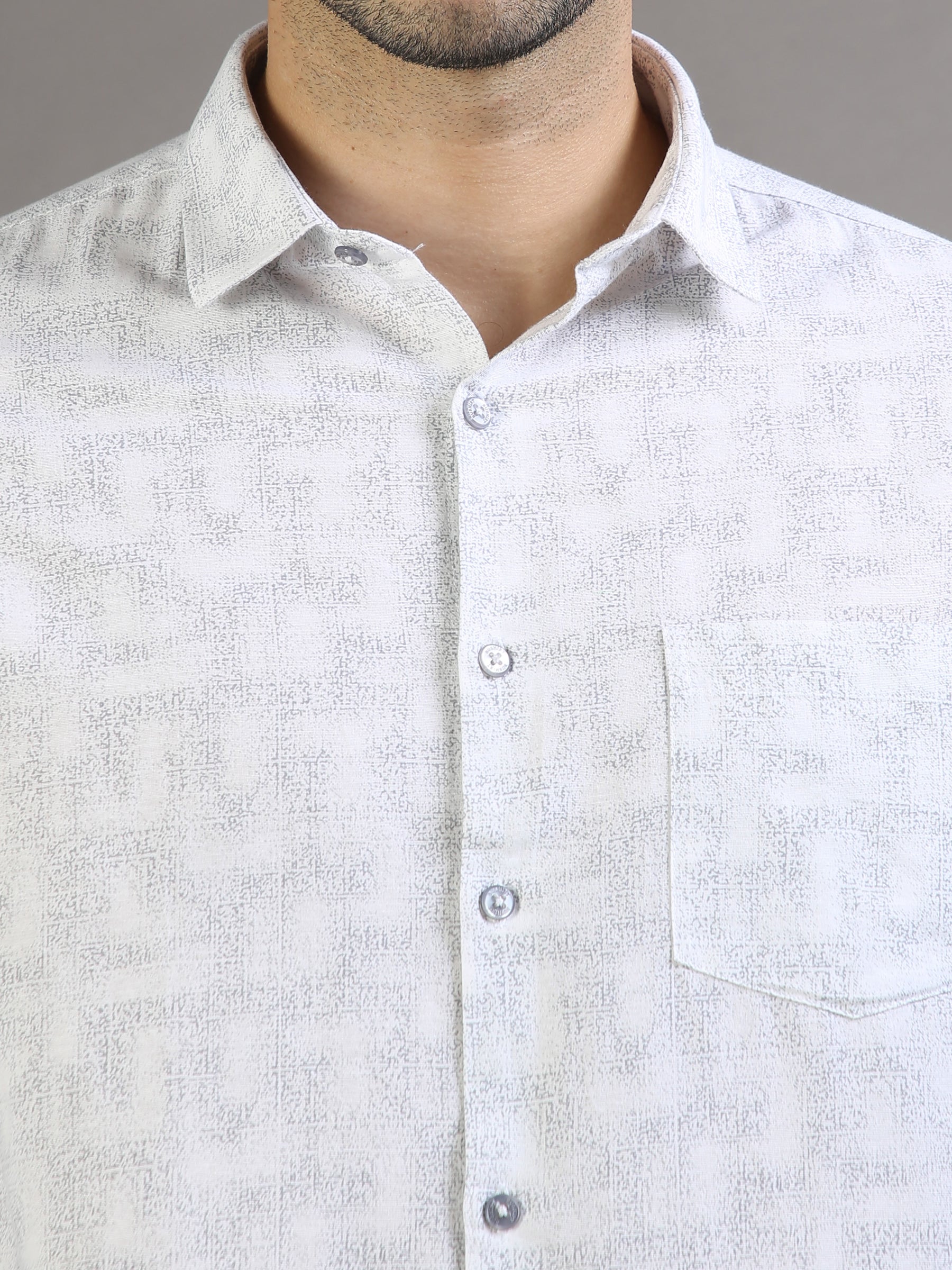 White Grey Printed Shirt Printed Shirt Bushirt