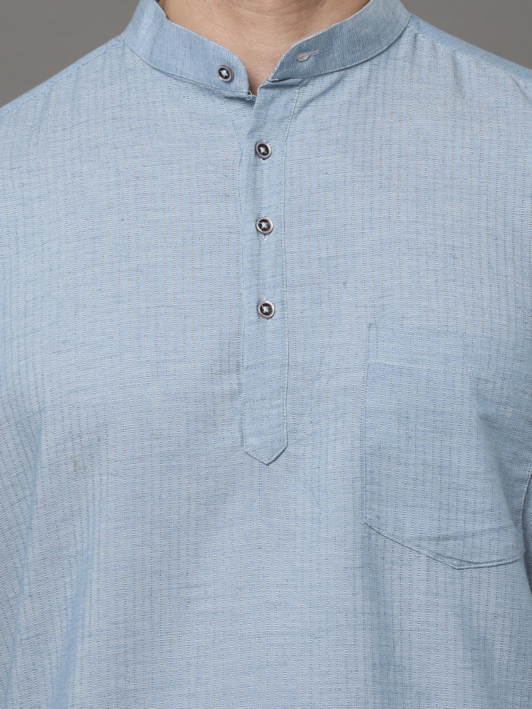 Indo Coral Blue Solid Kurta Kurta Bushirtin