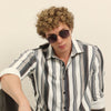 Grey Regular Fit Stripe Shirt Stripes Shirt Bushirt
