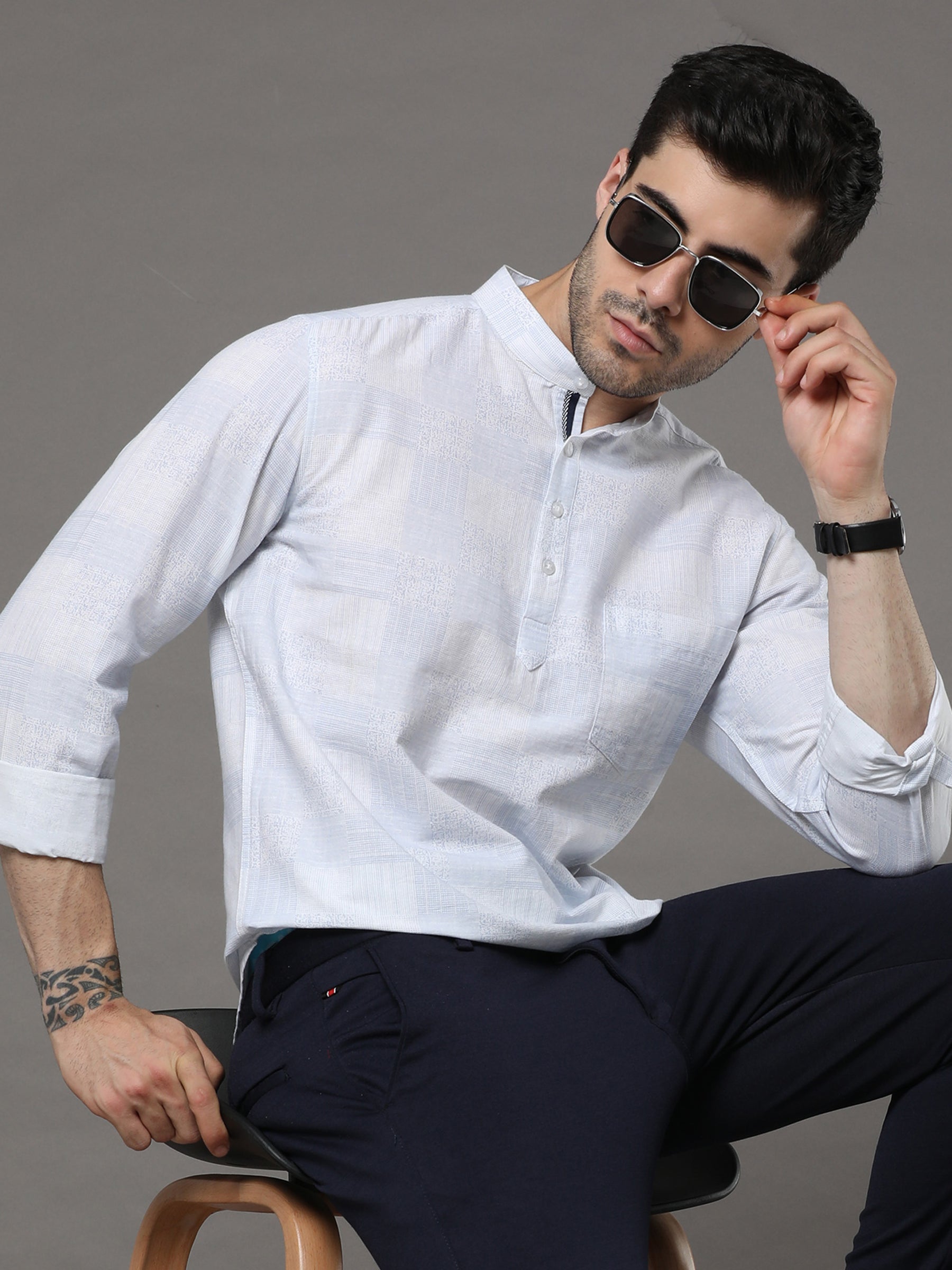 Blue Printed Kurta Kurta Bushirtin
