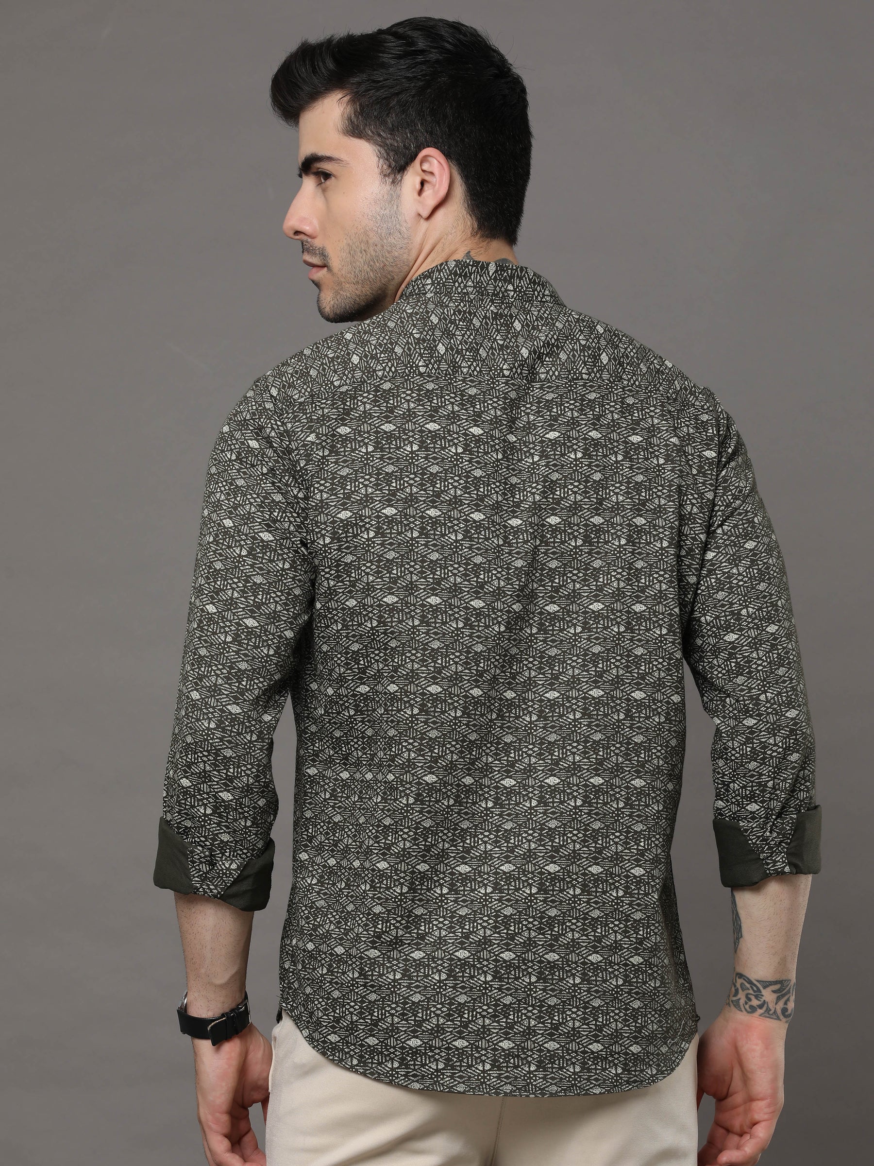Green Printed Kurta Kurta Bushirtin