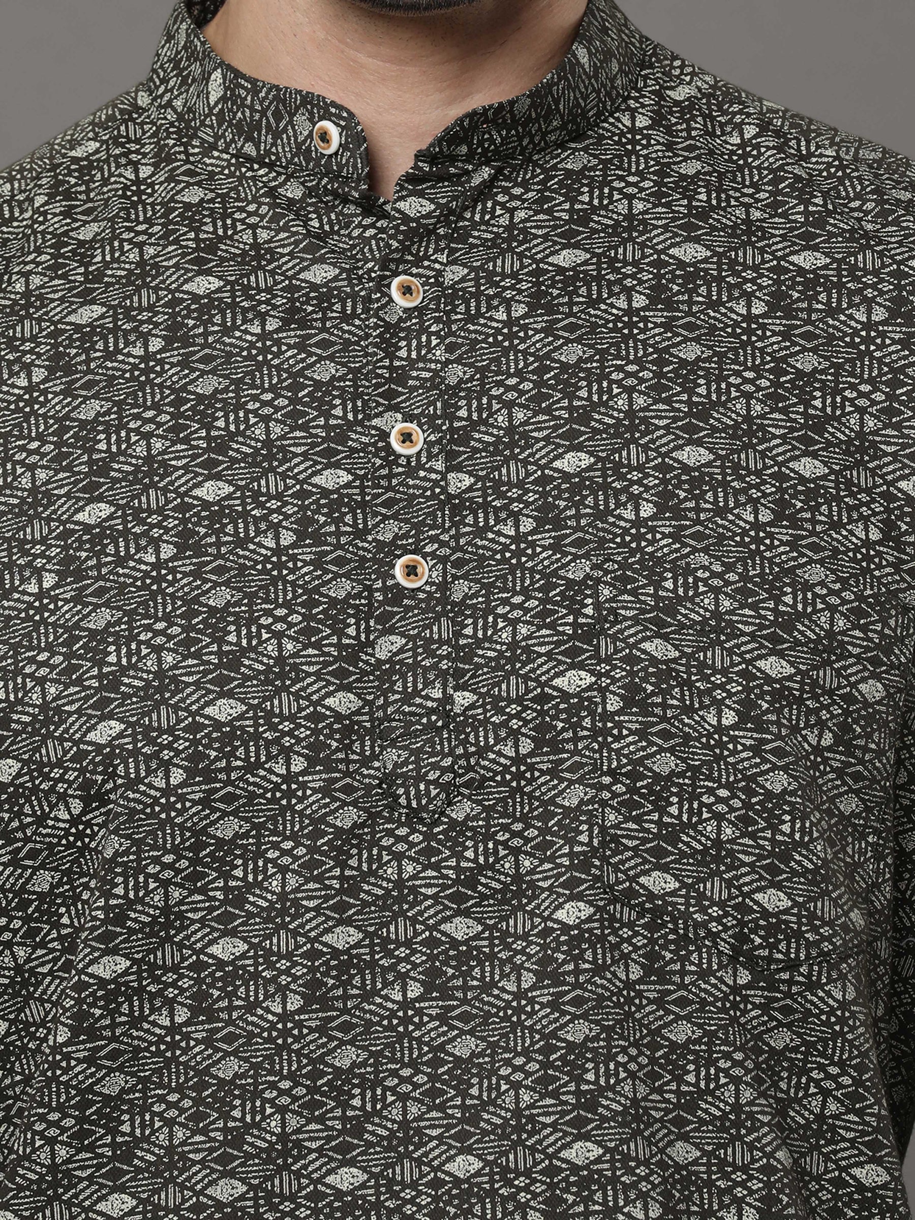Green Printed Kurta Kurta Bushirtin