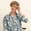 Blue Regular Fit Printed Shirt Printed Shirt Bushirt