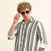 Black Regular Fit Stripe Shirt Bushirt