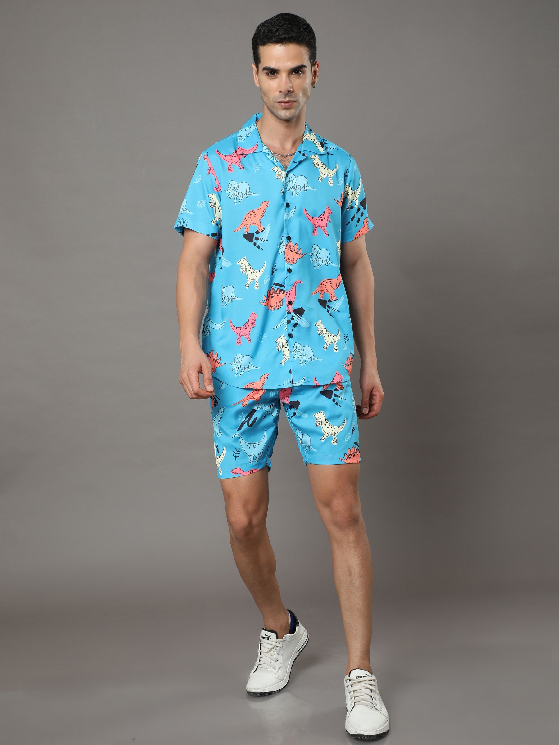 Funny Cartoon Sky Blue Night Suits Co-Ords Bushirt