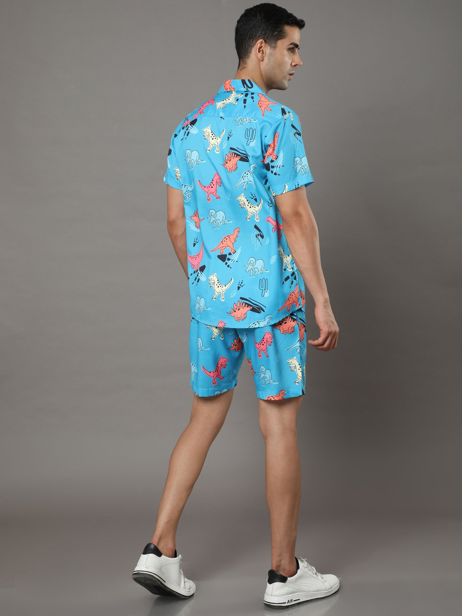 Funny Cartoon Sky Blue Night Suits Co-Ords Bushirt