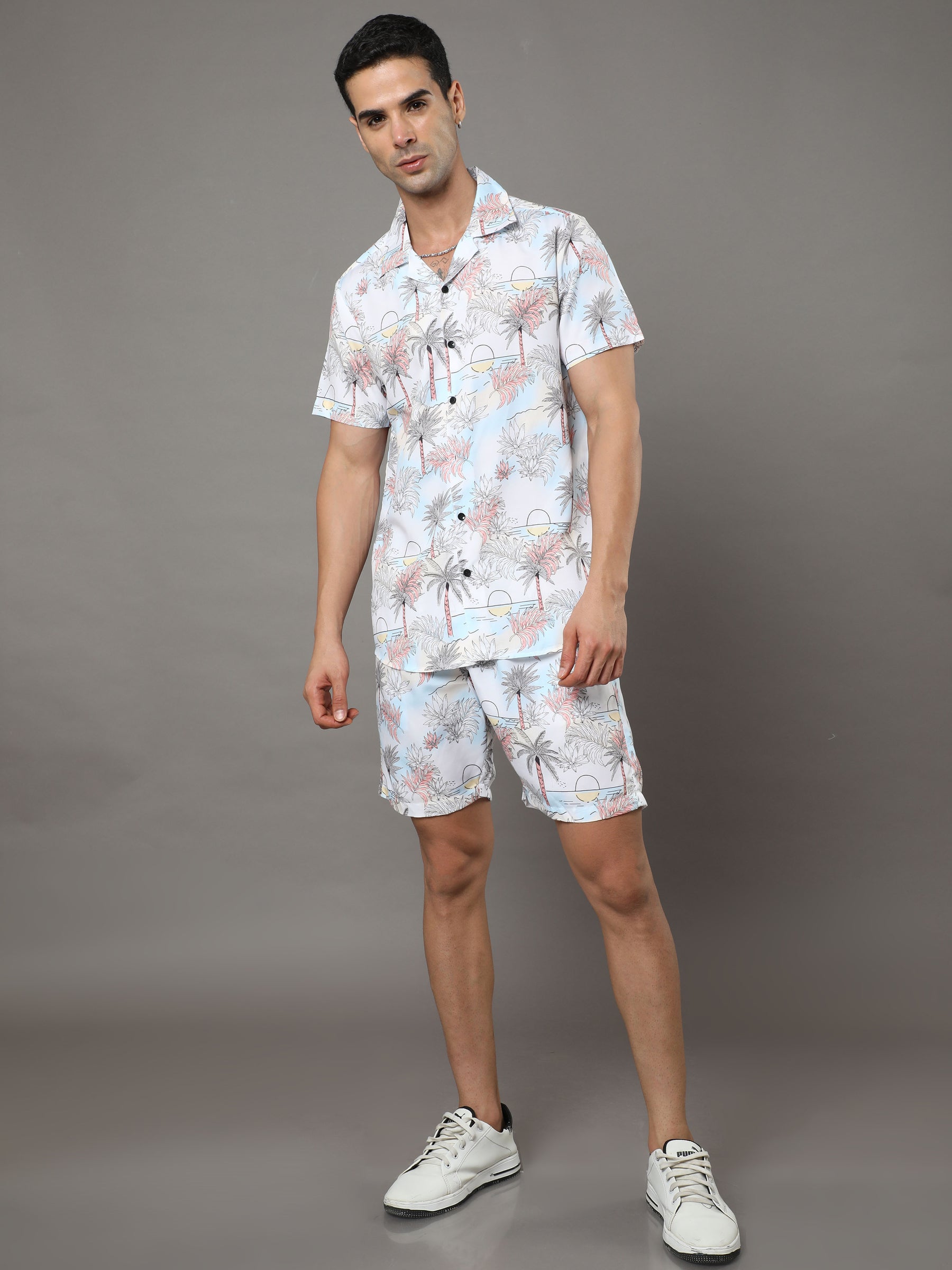 Beach White Night Suits Co-Ords Bushirt
