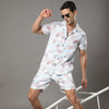 Beach White Night Suits Regular Size Co-Ords Bushirt