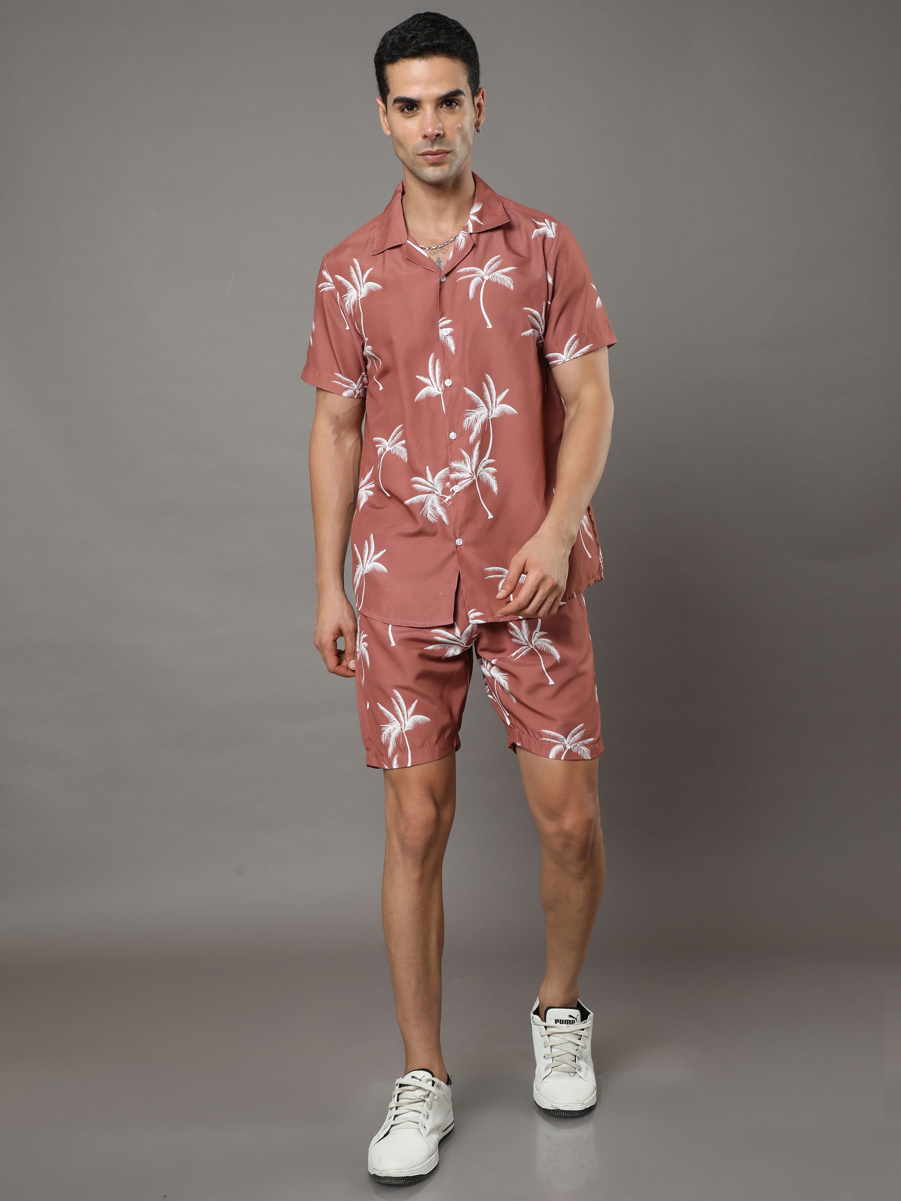 Plam Tree Pecan Brown Night Suits Co-Ords Bushirt