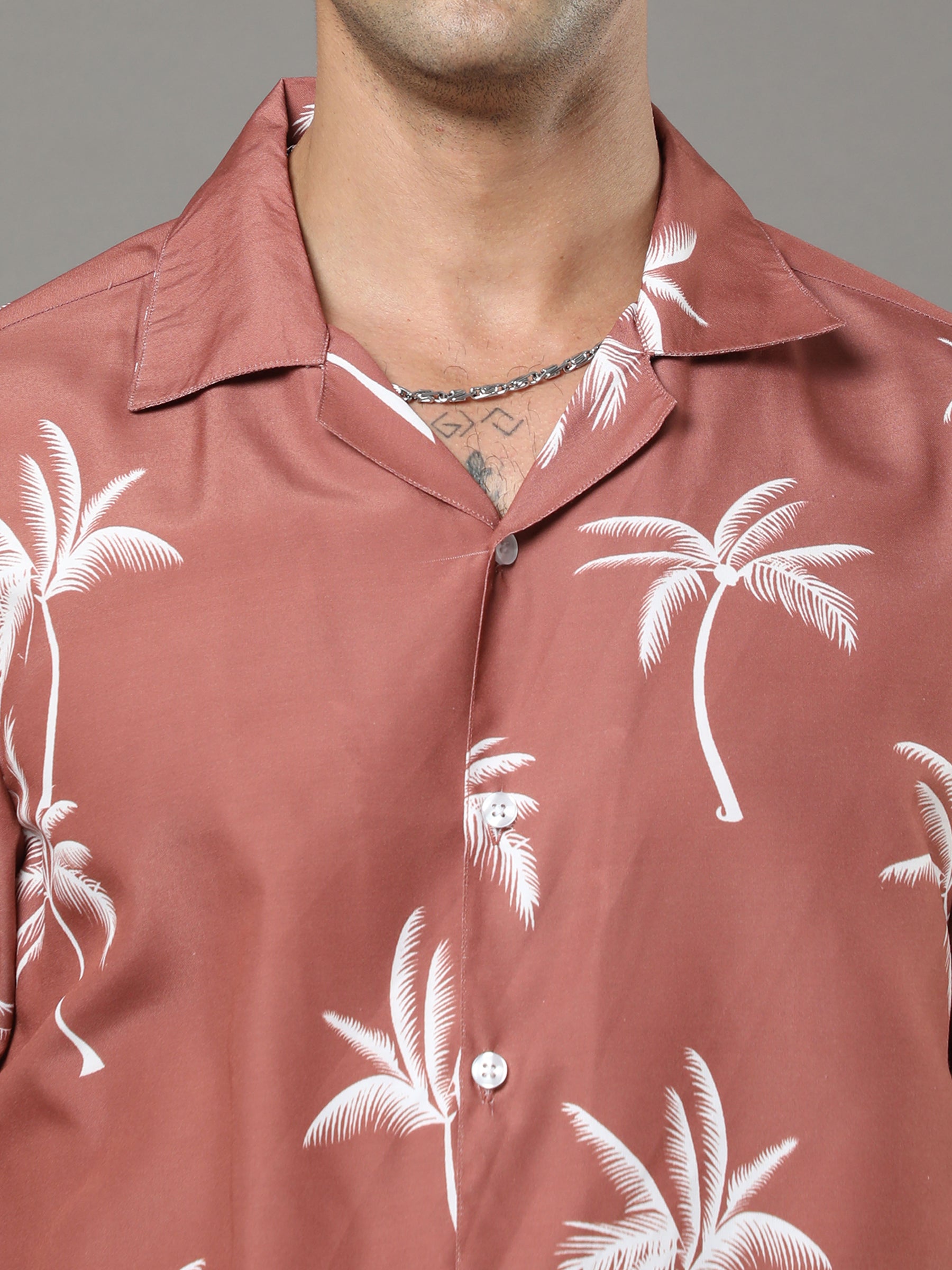 Plam Tree Pecan Brown Night Suits Co-Ords Bushirt