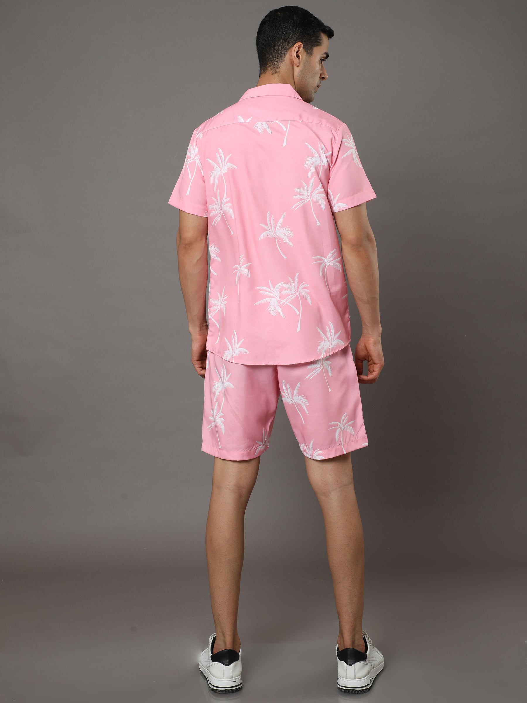 Palm Tree Pink Night Suits Co-Ords Bushirt