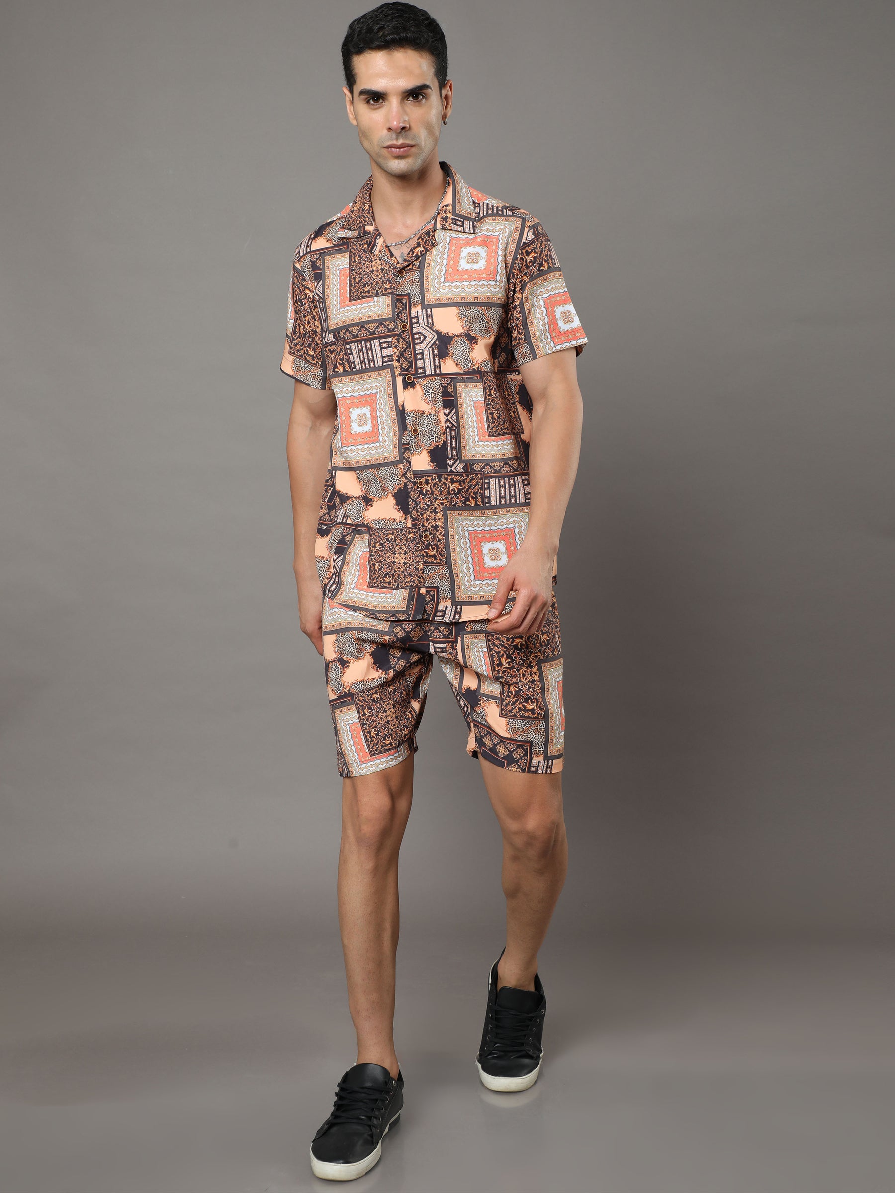 Tribal Brown Night Suits Co-Ords Bushirt