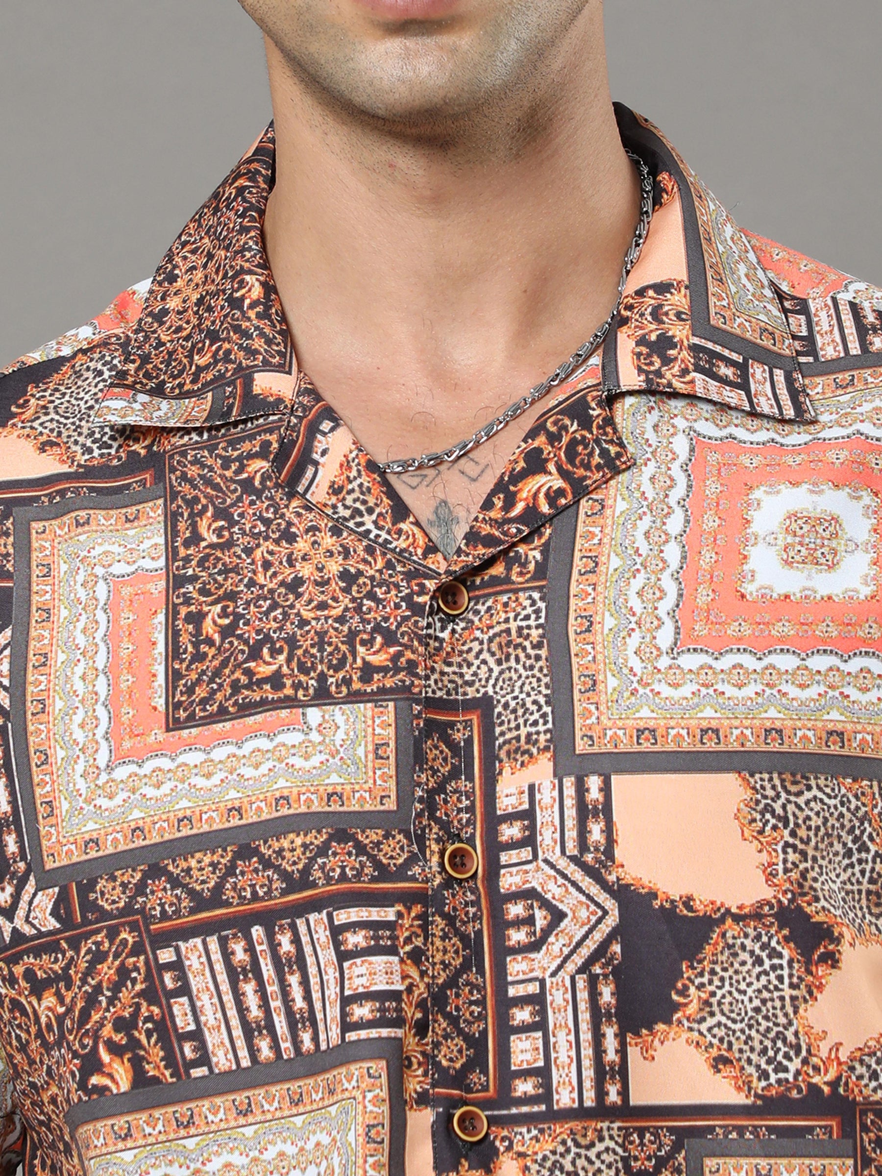 Tribal Brown Night Suits Co-Ords Bushirt