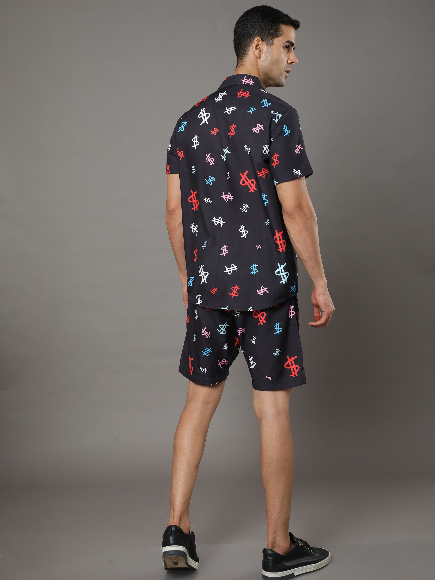 Black Printed Night Suits Co-Ords Bushirt