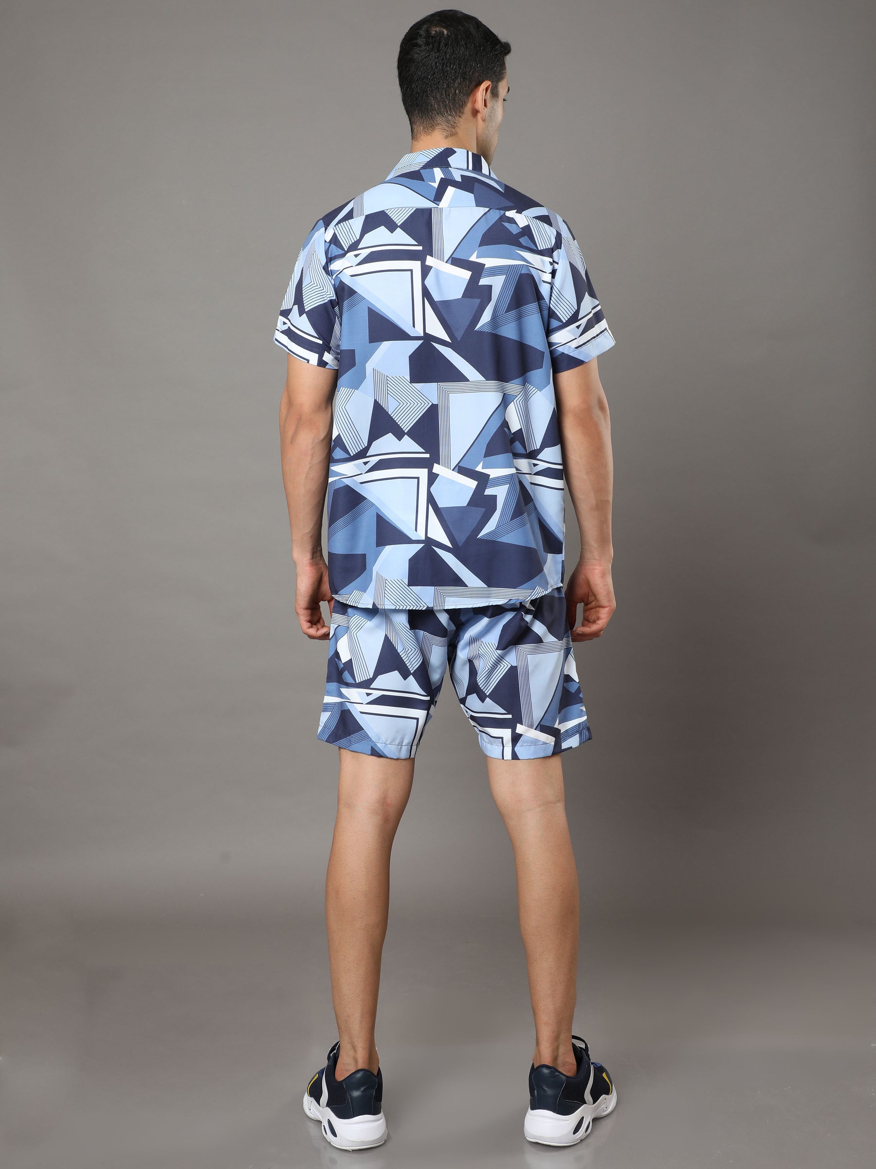 Abstract Blue Night Suits Co-Ords Bushirt