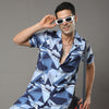 Abstract Blue Night Suits Regular Size Co-Ords Bushirt