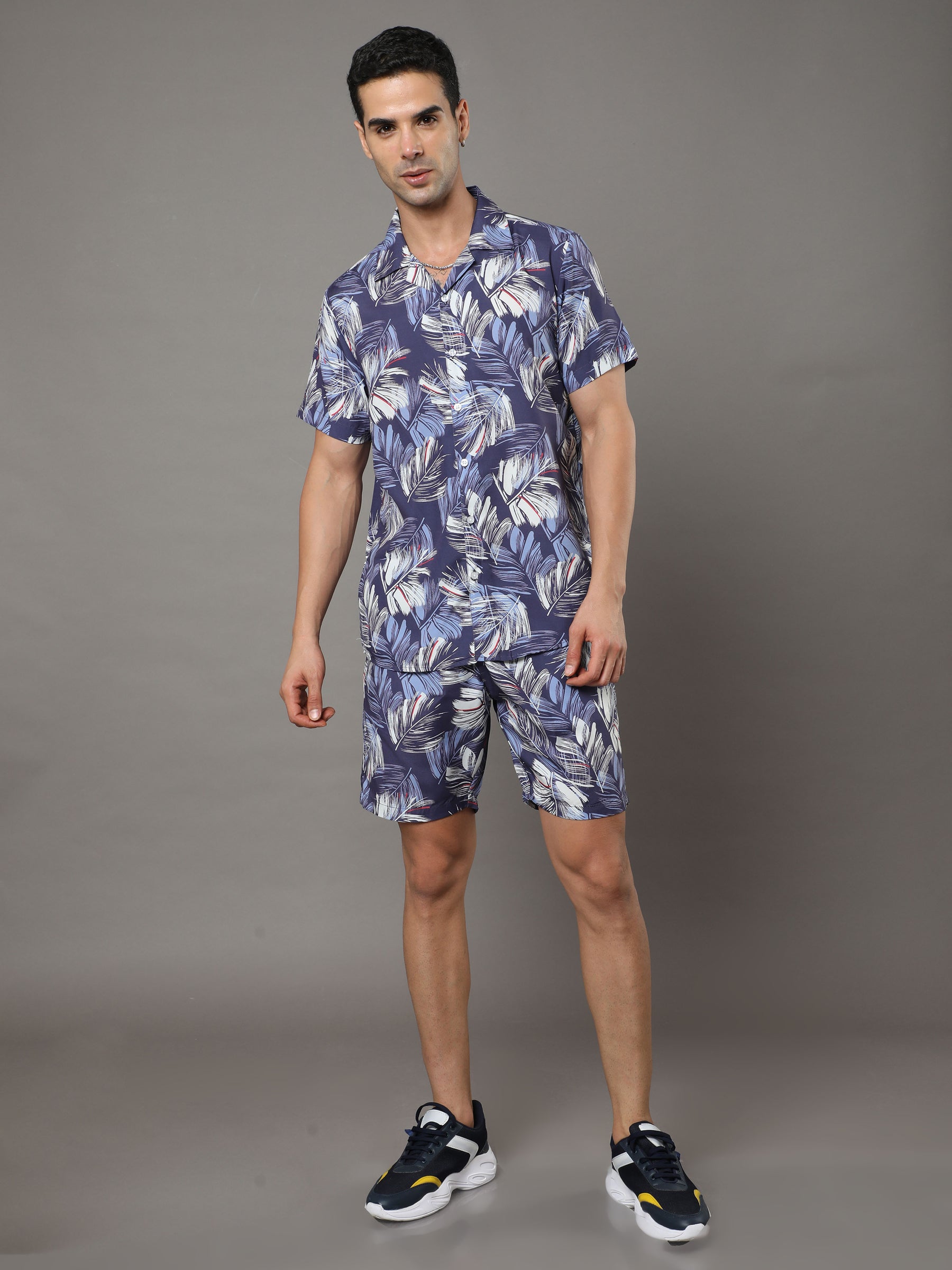 Leaf Purple Night Suits Co-Ords Bushirt