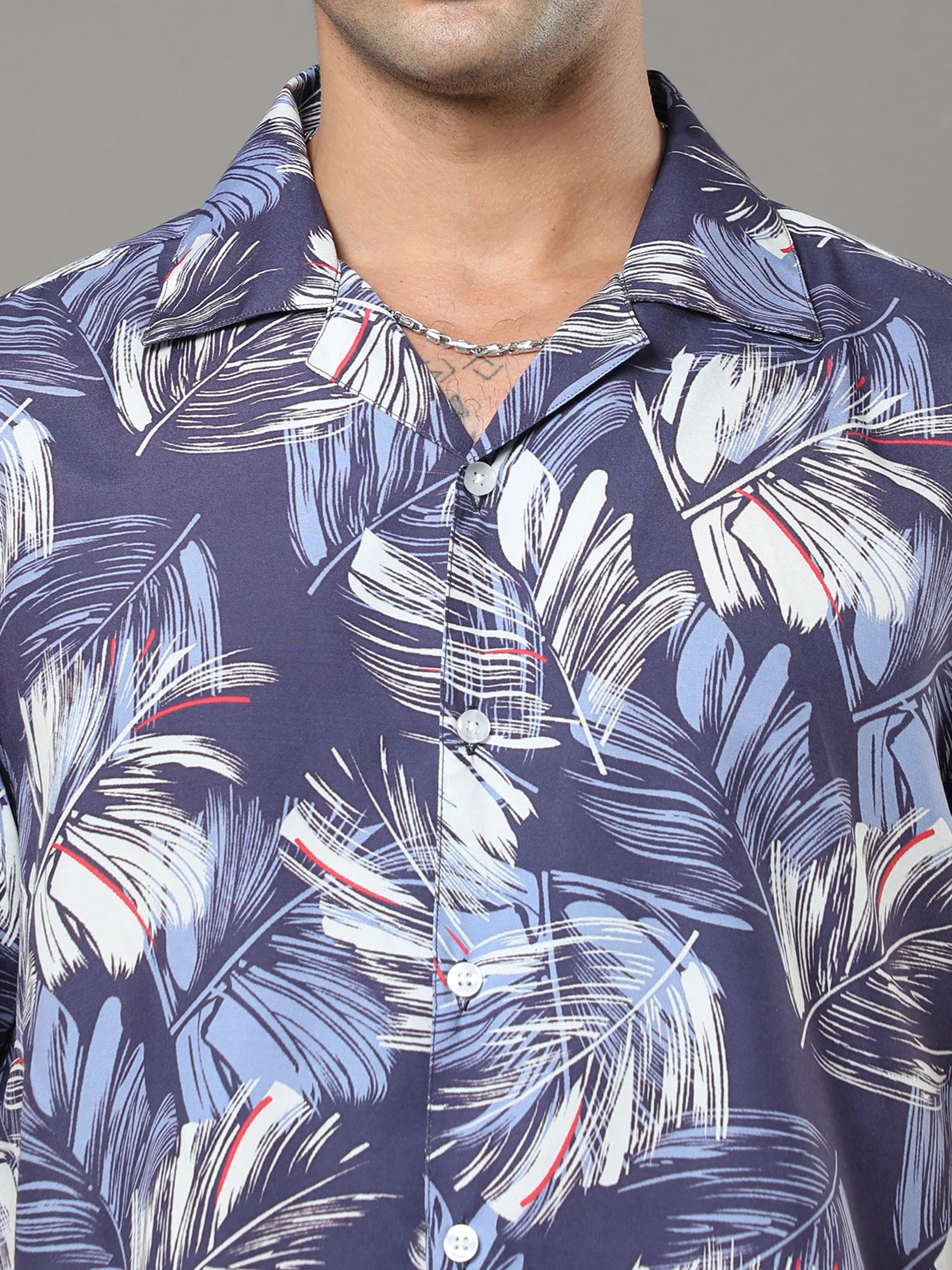 Leaf Purple Night Suits Co-Ords Bushirt