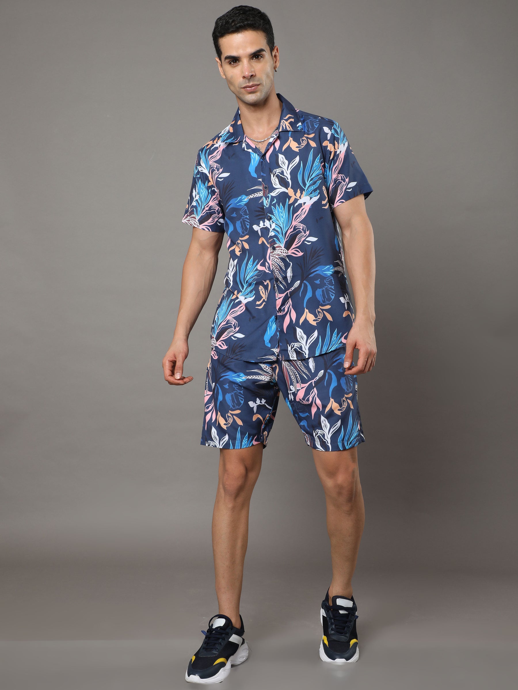 Printed Blue Night Suits Co-Ords Bushirt