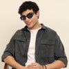 Smoke Grey Oversize Solid Shackets Shackets Bushirt