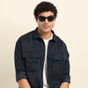 Navy Blue Oversize Solid Shackets Info Shackets Bushirt