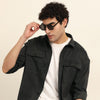 Black Oversize Solid Shackets Shackets Bushirt