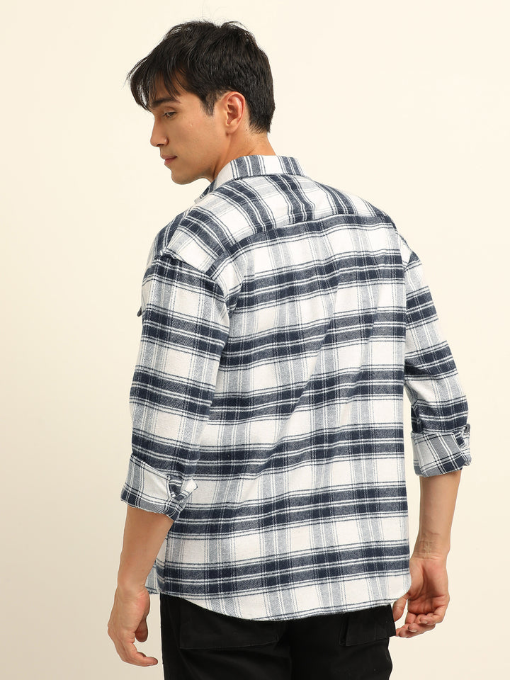 Blue Oversize Checks Shackets Shackets Bushirt